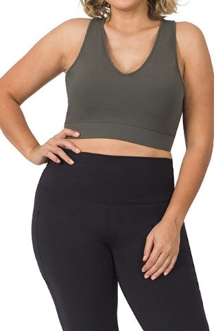 ATHLETIC RACERBACK CROPPED TANK TOP BLACK