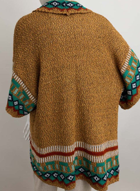 CANYON SOUL CARDIGAN SWEATER KIMONO IN MUSTARD MULTI-COLOR