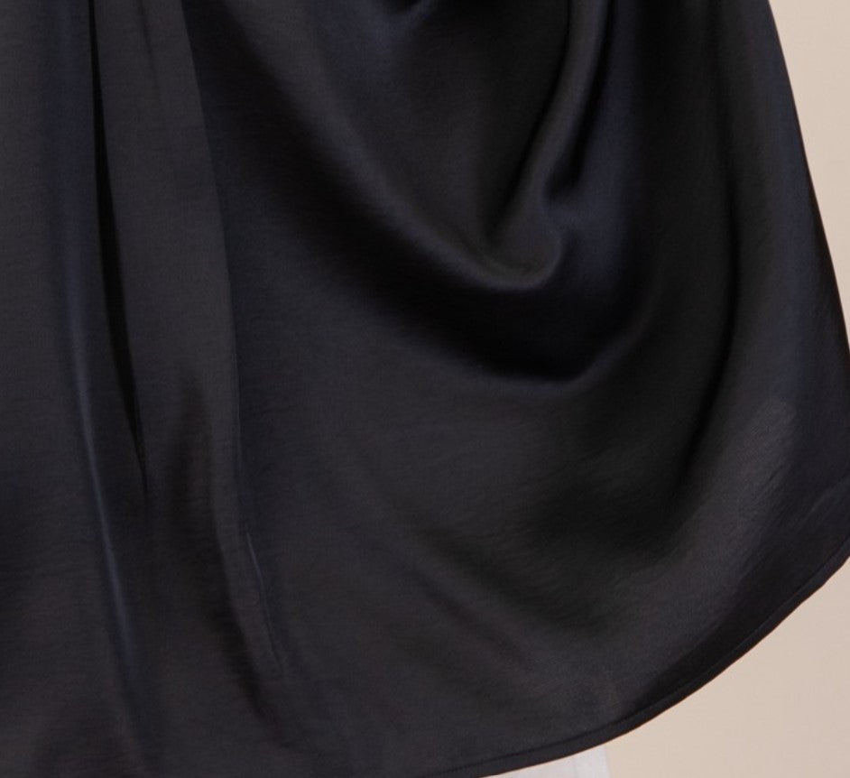 GLAMOROUS CELEBRATION BLACK SATIN OVERSIZED TUNIC