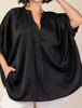 16-26 size - BLACK SATIN COMFY OVERSIZED TUNIC -------SIZE