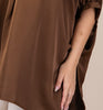 GLAMOROUS CELEBRATION BROWN SATIN OVERSIZED TUNIC