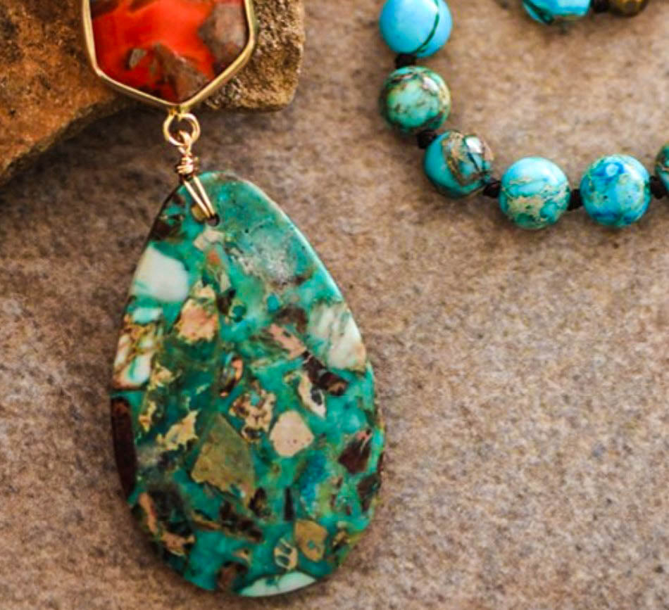 Bali Dream Sea Green Turquoise Natural Stone Necklace