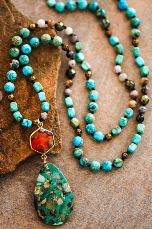 Bali Dream Sea Green Turquoise Natural Stone Necklace