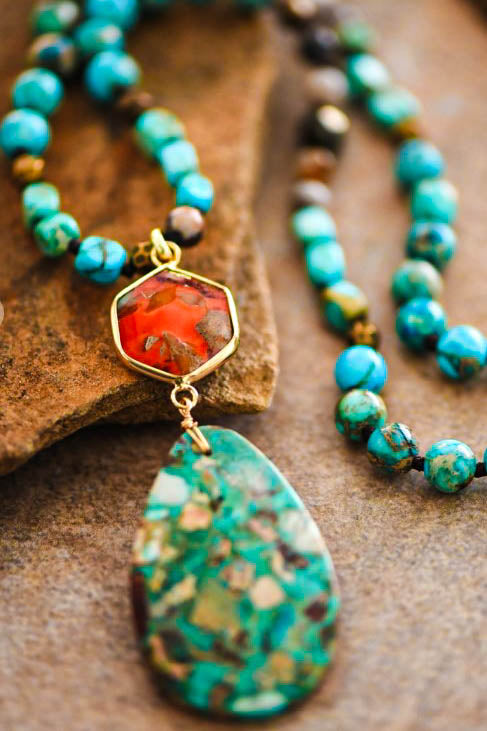 Bali Dream Sea Green & Blue Turquoise Natural Stone Necklace