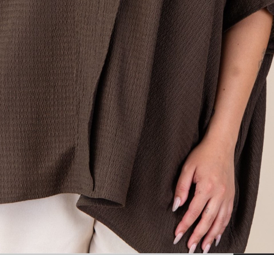 Ready for The Day Pretty Comfy Oversized Tunic in Brown