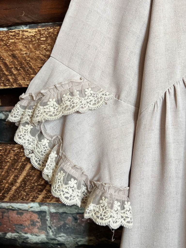 ALL THE PRETTY THINGS TAUPE LACE TRIM DRESS TUNIC