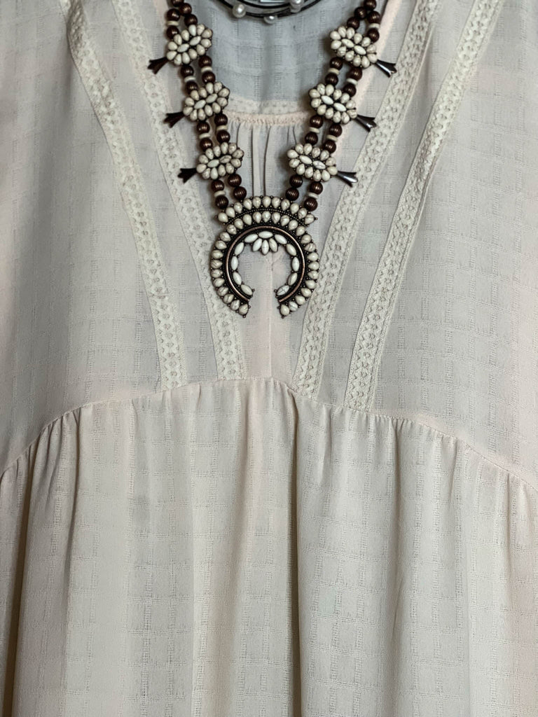 ALL THE PRETTY THINGS BEIGE LACE TRIM DRESS TUNIC