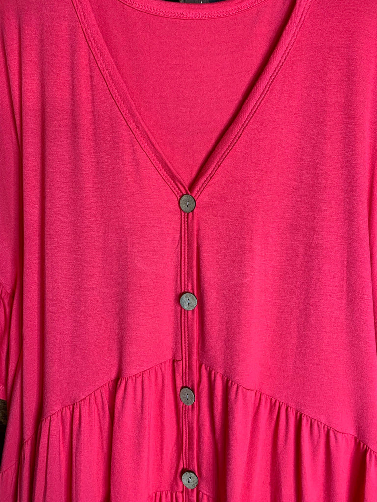 JUST RELAX COMFY OVERSIZED TUNIC RED CORAL