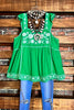 KELLY GREEN EMBROIDERED TOP--------------SALE