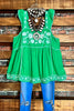 KELLY GREEN EMBROIDERED TOP--------------SALE