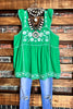 KELLY GREEN EMBROIDERED TOP--------------SALE