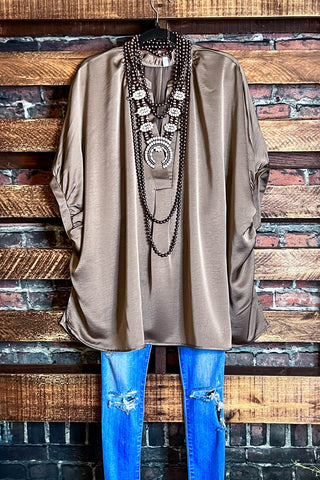 FOREVER PERFECTLY SIMPLE & OVERSIZED T-TUNIC IN ASH OLIVE