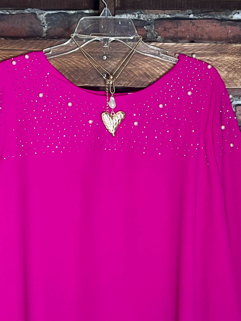 Elegantly Enchanted Fuchsia Embellished Tunic