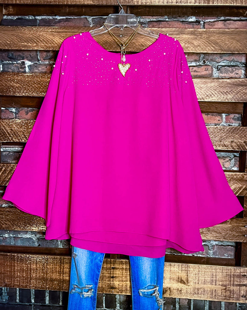 Elegantly Enchanted Fuchsia Embellished Tunic