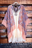 ENCHANTING WAYS VELVET & BURNOUT KIMONO IN PEACH ROSE ---------SALE