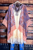 ENCHANTING WAYS VELVET & BURNOUT KIMONO IN PEACH ROSE ---------SALE