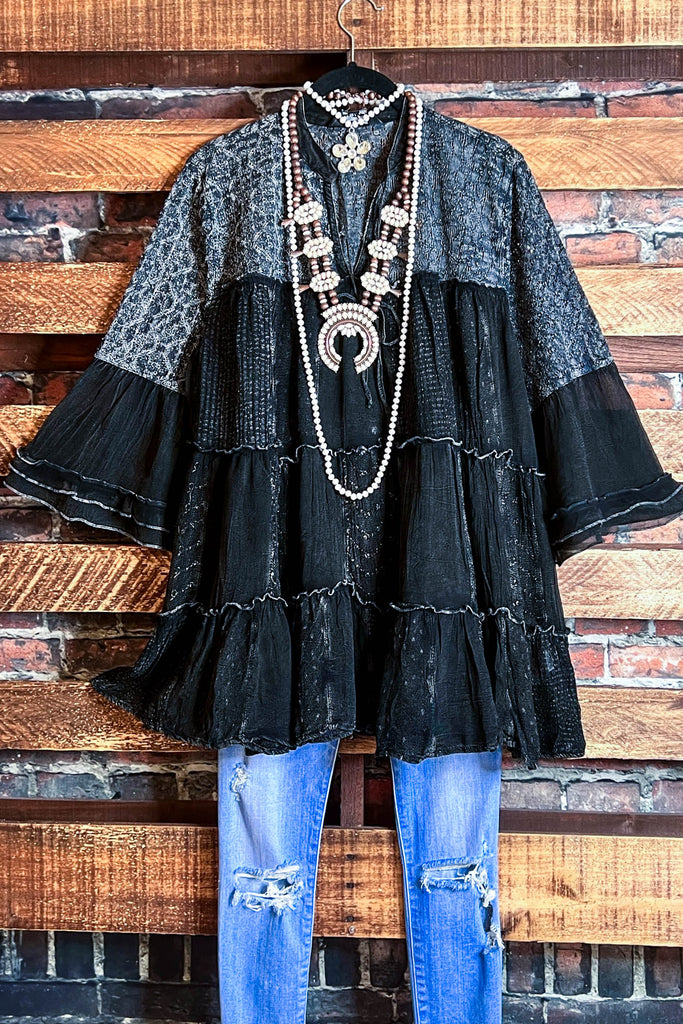 SO WONDERFUL TO ME BOHO BLACK DRESS