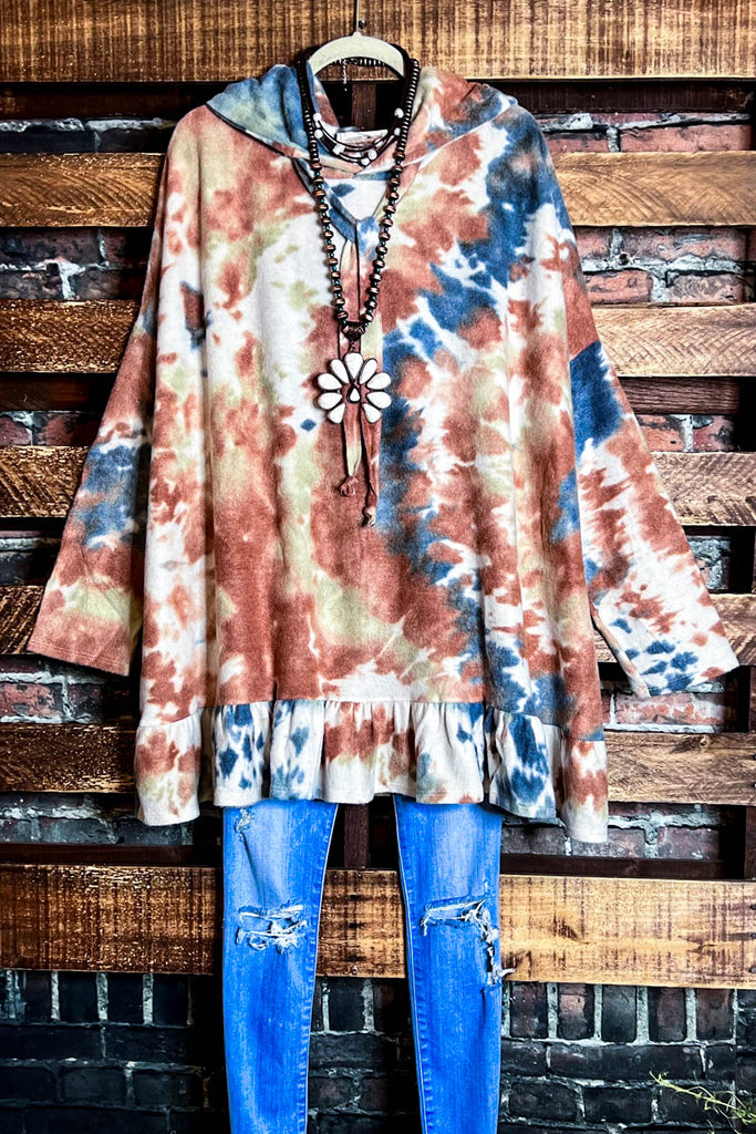 BEST DEFINITION OF COMFY & SOFT OVERSIZED SWEATER TUNIC TIE DYE BLUE & RUST