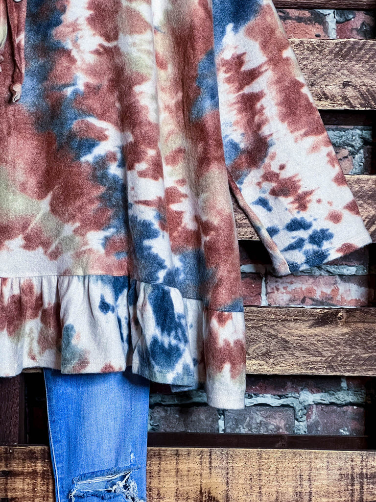 BEST DEFINITION OF COMFY & SOFT OVERSIZED SWEATER TUNIC TIE DYE BLUE & RUST