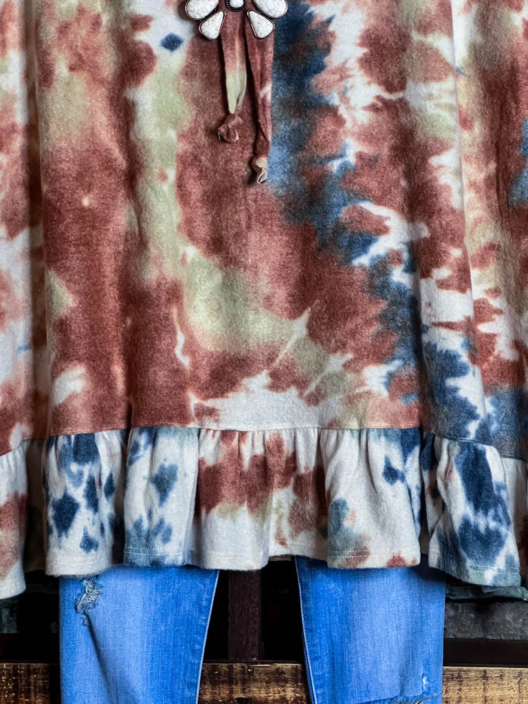 BEST DEFINITION OF COMFY & SOFT OVERSIZED SWEATER TUNIC TIE DYE BLUE & RUST