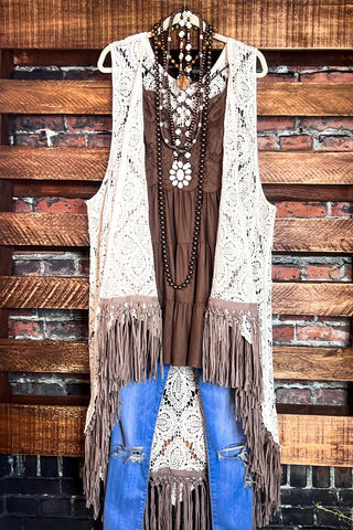 Le Bohemian Heart & Soul Oversized Maxi Kimono in Brown