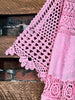 A FAIRYTALE PRETTY UNIQUE 100% COTTON PINK CROCHET LACE