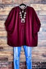 GLAMOROUS CELEBRATION DARK BURGUNDY SATIN OVERSIZED TUNIC