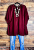 GLAMOROUS CELEBRATION DARK BURGUNDY SATIN OVERSIZED TUNIC