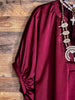 GLAMOROUS CELEBRATION DARK BURGUNDY SATIN OVERSIZED TUNIC