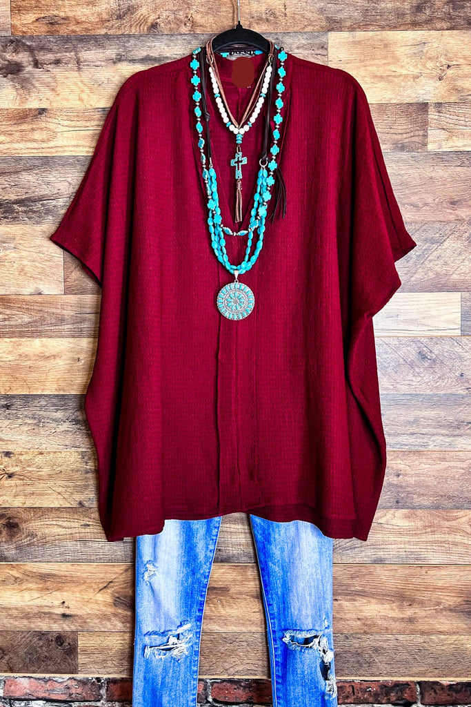 Ready for The Day Pretty Comfy Oversized Tunic in Burgundy