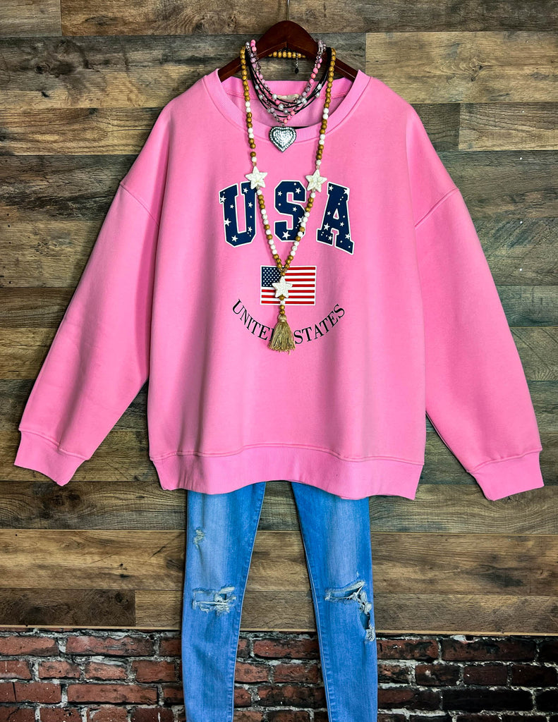 FEEL FREE OVERSIZED SWEATSHIRT IN PINK