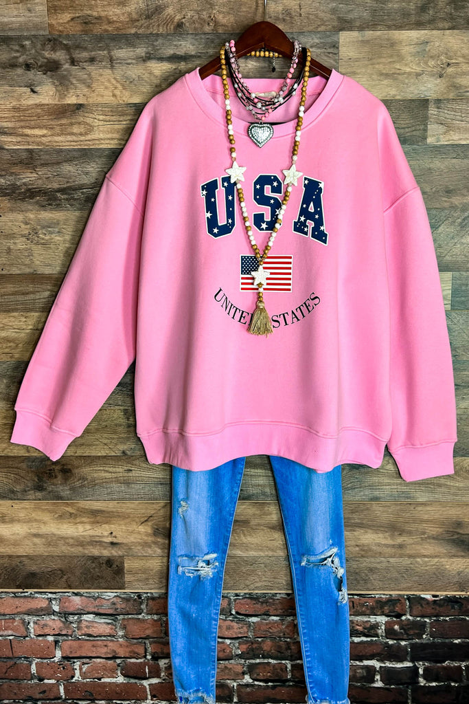 FEEL FREE OVERSIZED SWEATSHIRT IN PINK