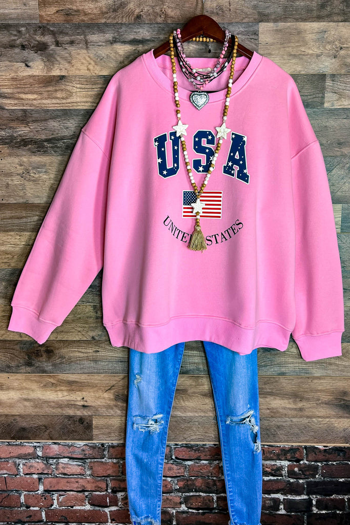 FEEL FREE OVERSIZED SWEATSHIRT IN PINK