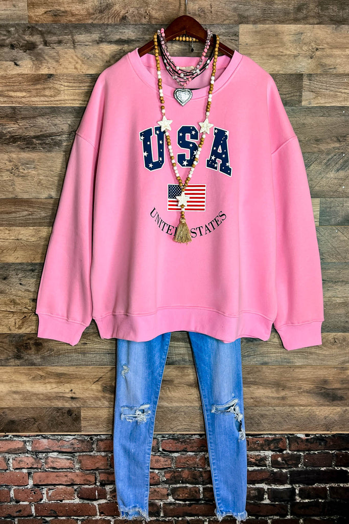 FEEL FREE OVERSIZED SWEATSHIRT IN PINK