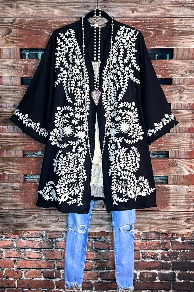 Blooming Love Floral Embroidered Jacket in Black