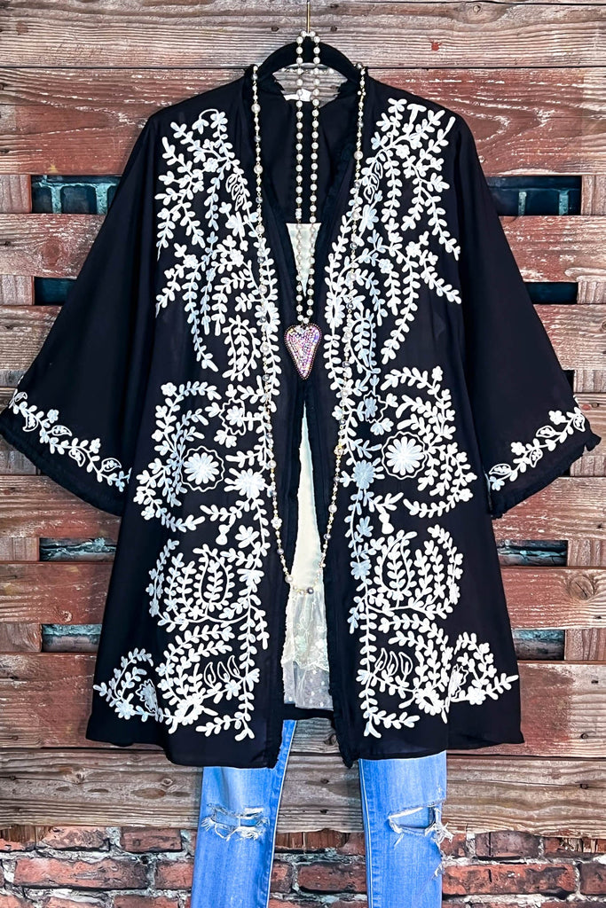 Blooming Love Floral Embroidered Jacket in Black