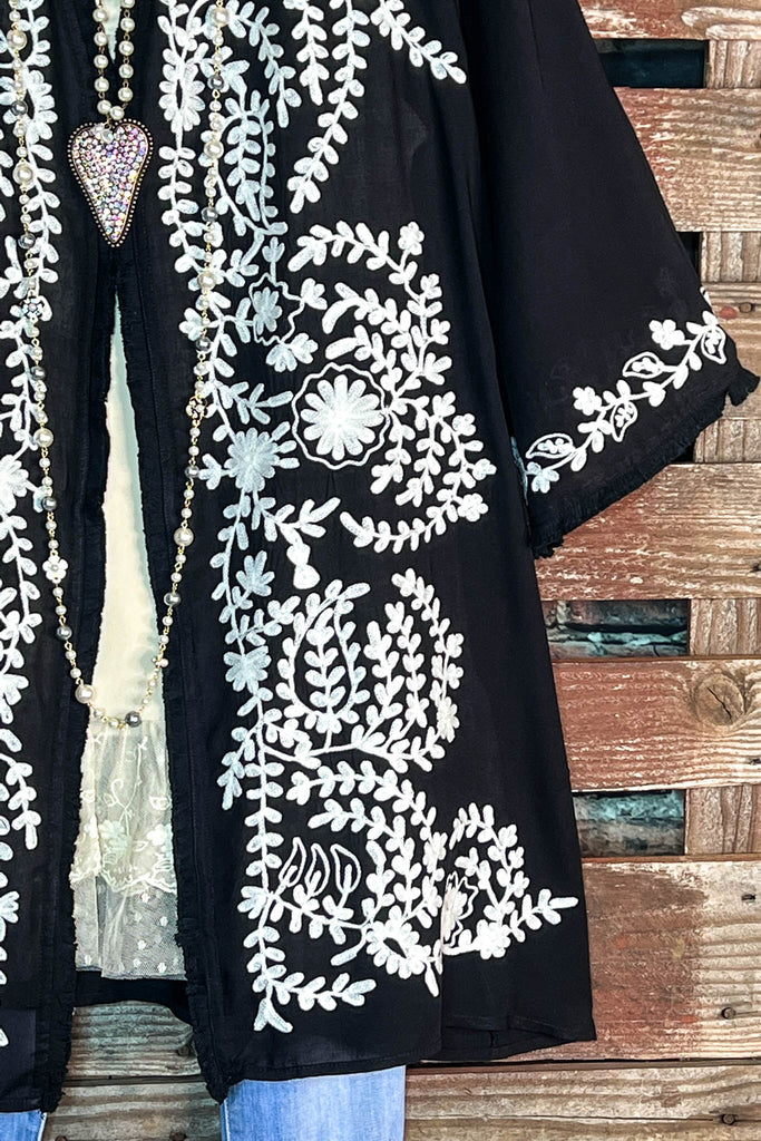 Blooming Love Floral Embroidered Jacket in Black