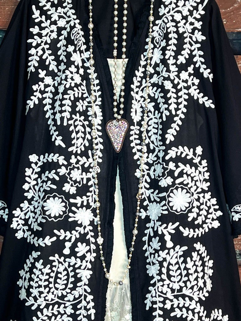 Blooming Love Floral Embroidered Jacket in Black