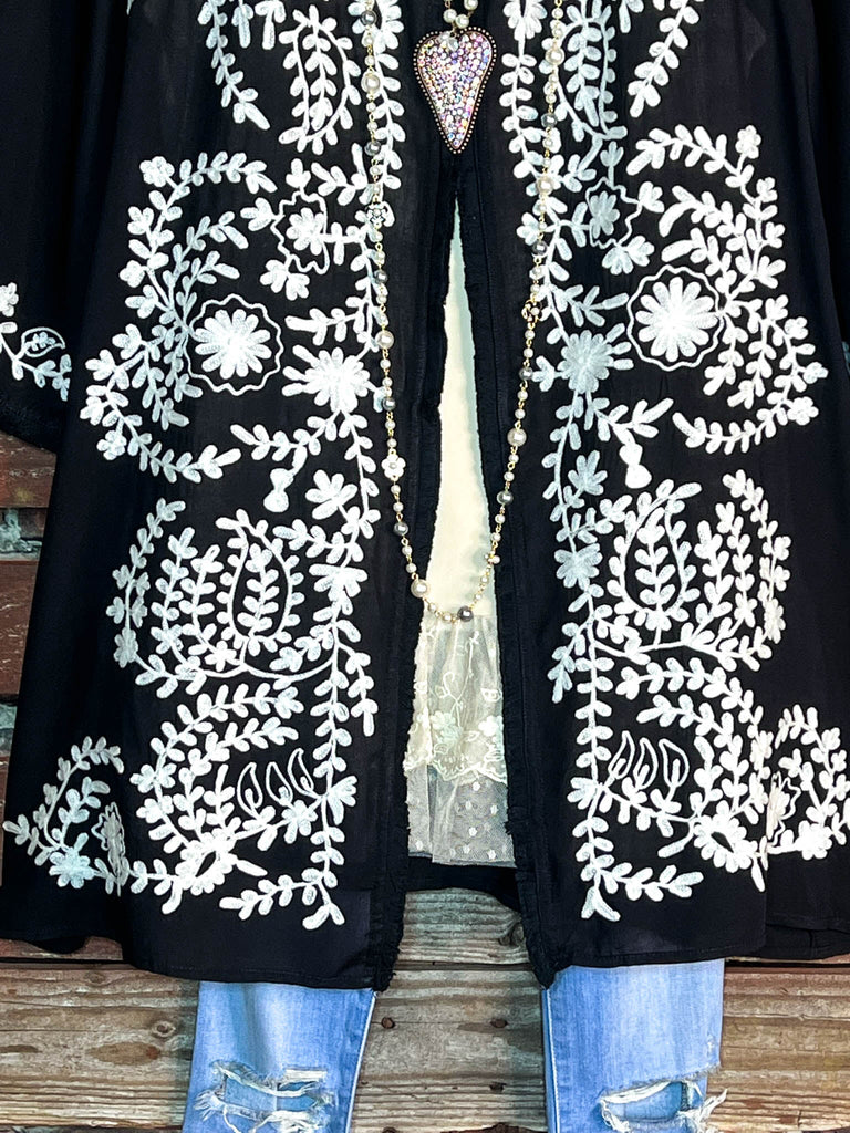 Blooming Love Floral Embroidered Jacket in Black