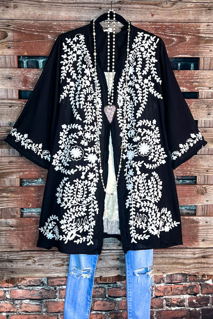 Blooming Love Floral Embroidered Jacket in Black