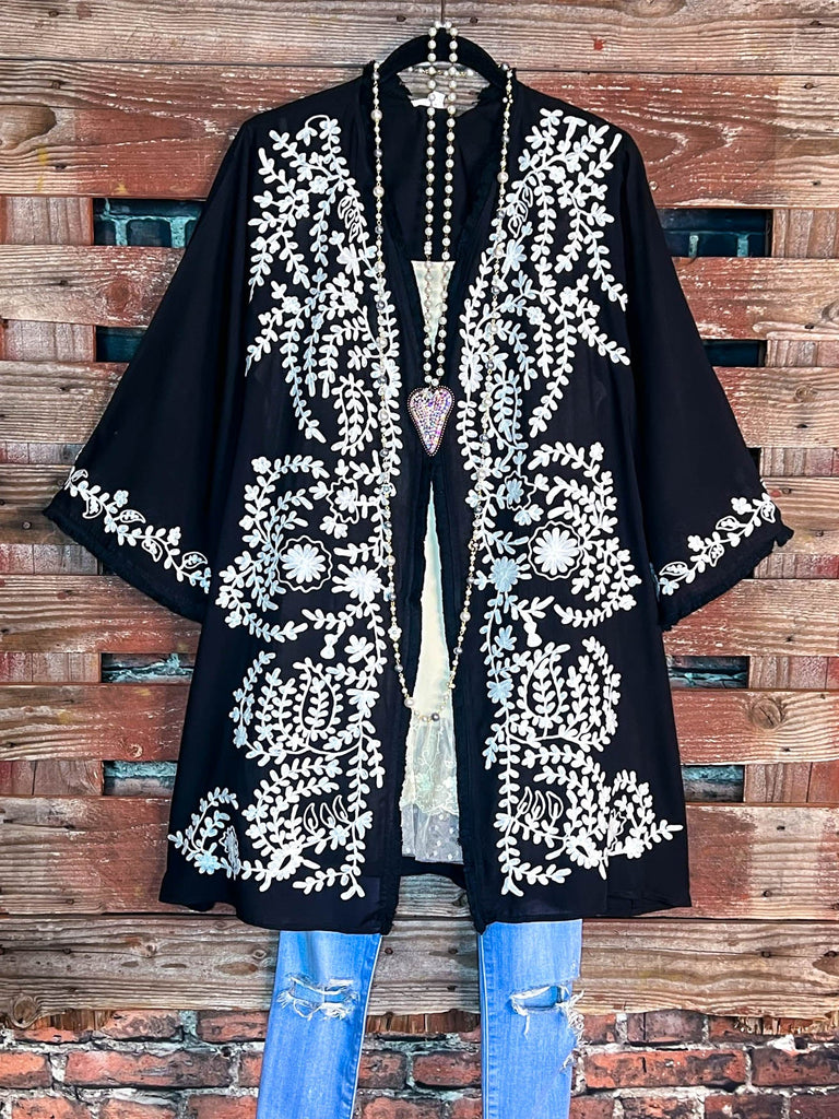 Blooming Love Floral Embroidered Jacket in Black