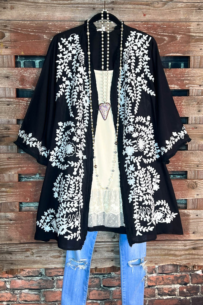 Blooming Love Floral Embroidered Jacket in Black