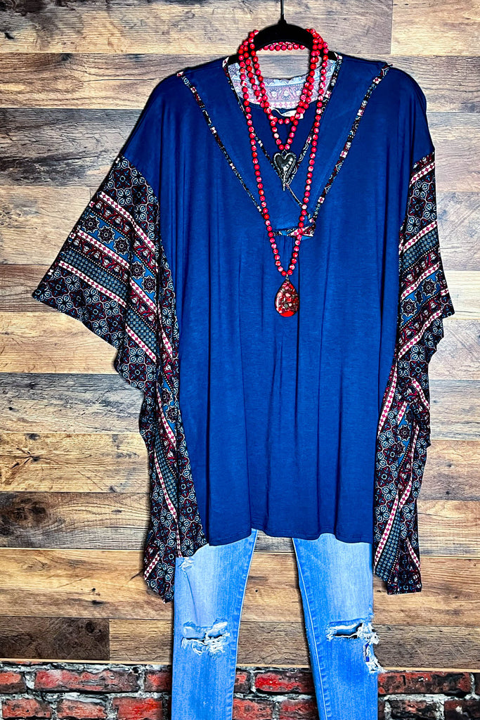 DREAMS AND ASPIRATIONS OVERSIZED TUNIC IN TEAL