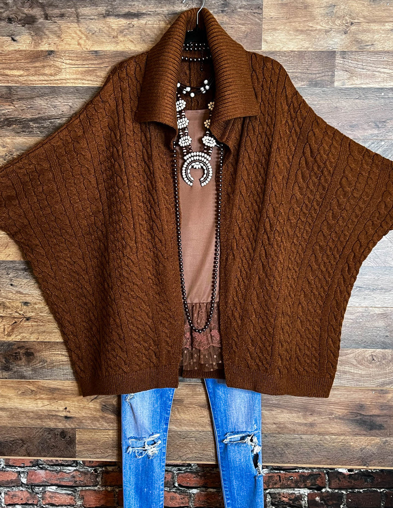 SOME KIND OF WONDERFUL COZY CARDIGAN IN GOLD BROWN