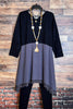 NEW BEGINNINGS EMPIRE WAIST DRESS TUNIC BLACK & GRAY