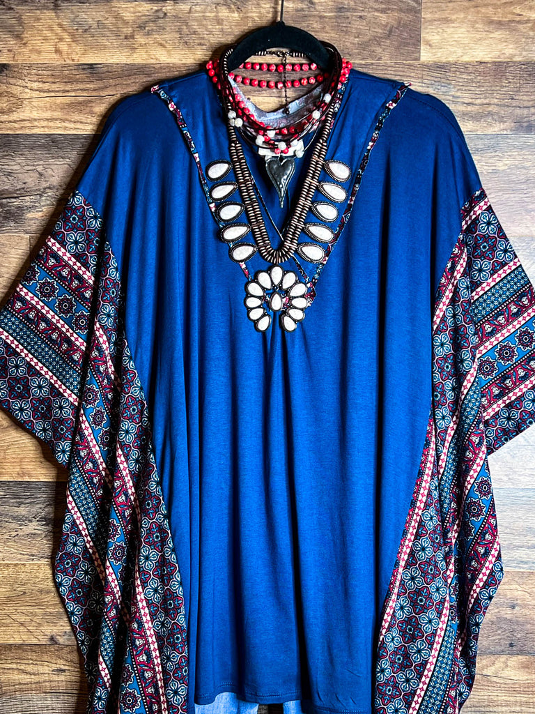 DREAMS AND ASPIRATIONS OVERSIZED TUNIC IN TEAL