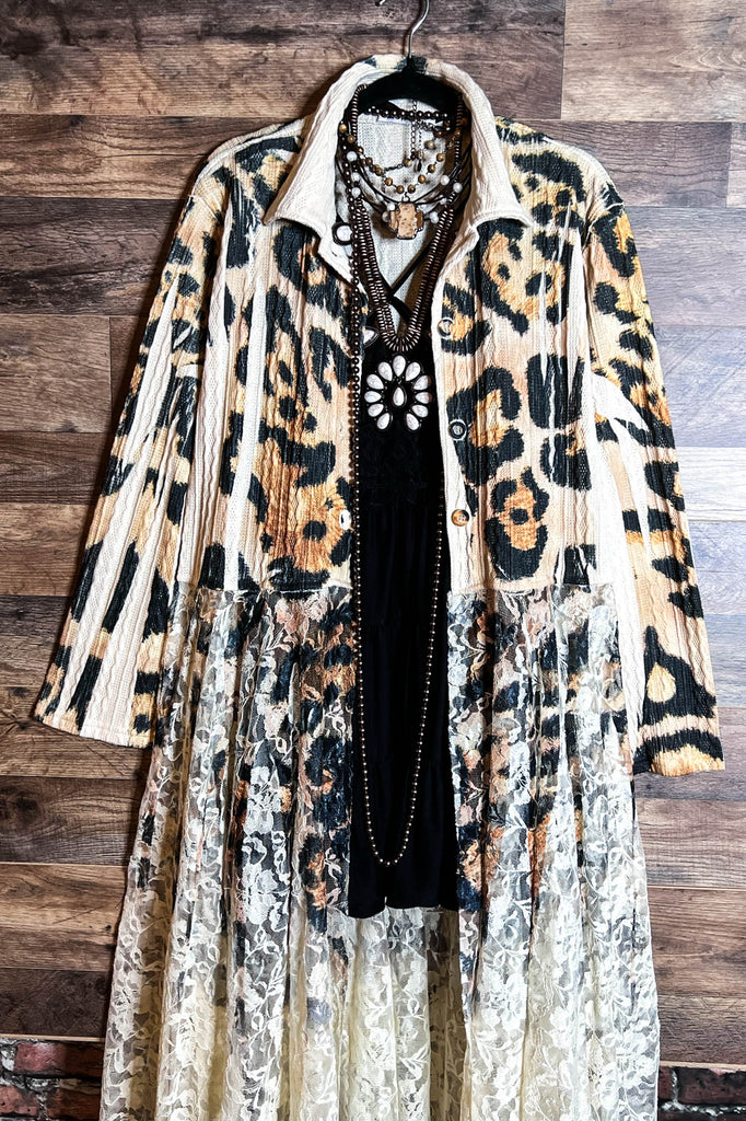 LET'S GO OUT IN STYLE FAB LEOPARD PRINT LACE JACKET CARDIGAN