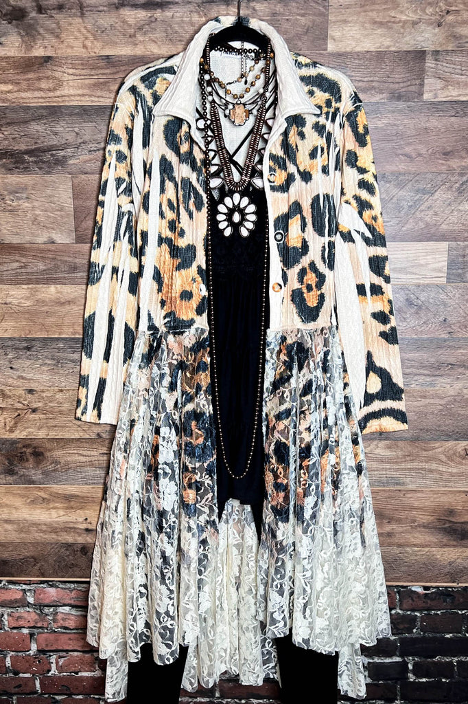 LET'S GO OUT IN STYLE FAB LEOPARD PRINT LACE JACKET CARDIGAN