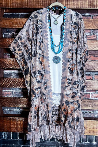 ANYWHERE LAYERED BEADED NECKLACE BEIGE LEOPARD