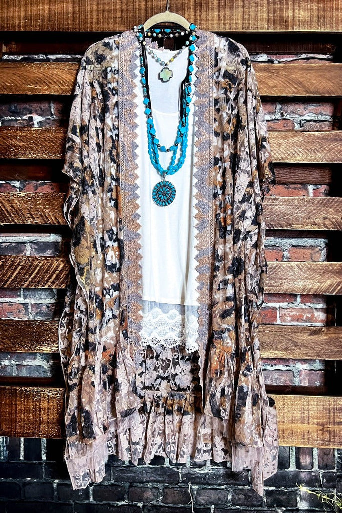 Enchanting Love Leopard Print Lace Duster Kimono